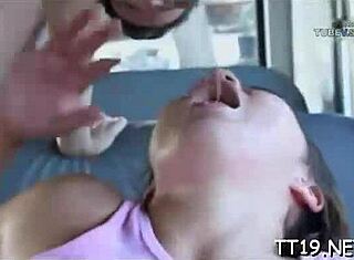 Small-titted babe gives the best blowjob of her life