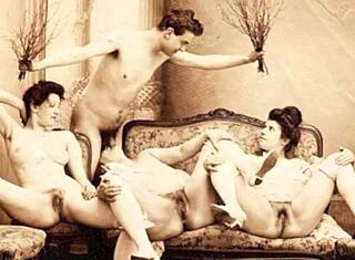 Lesbian BDSM fun with an 18th-century British gentleman in this retro video